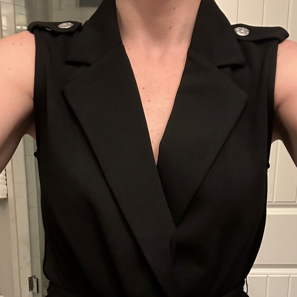 Soho Apparel Black Sleeveless Wrap Top